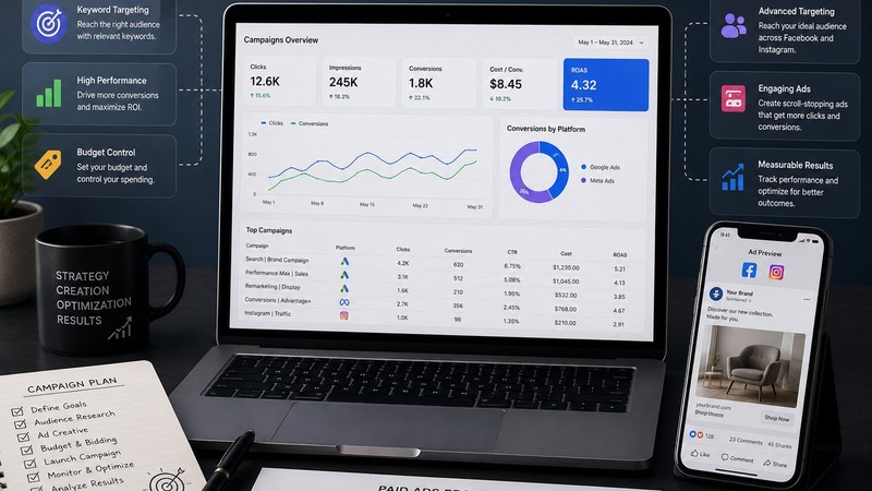 Google Ads and Facebook Ads management